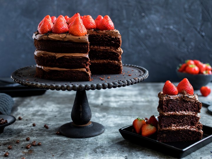 Sjokoladekake med jordb&#230;r