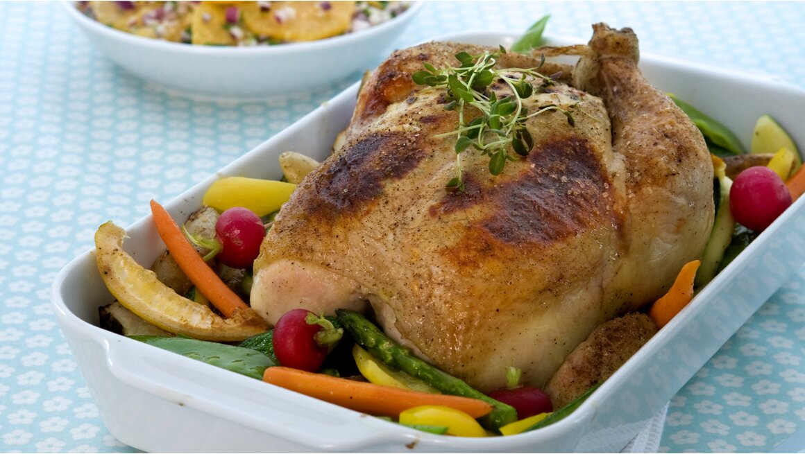 Helstekt kylling med urter og mascarpone