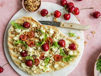 Pizza med moreller og feta