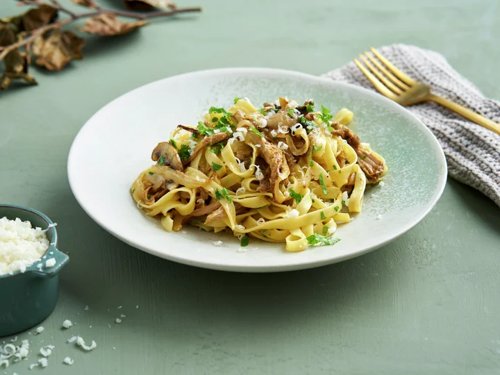Kremet pasta med pulled pork