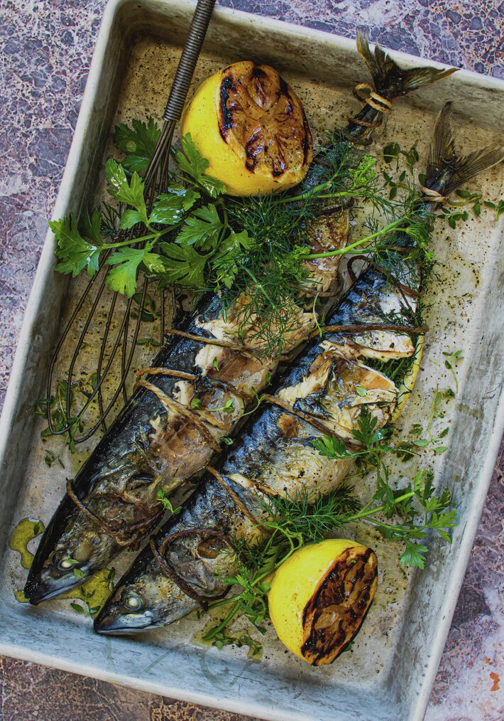 Grillet makrell med urter og sitron